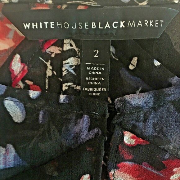 White House Black Market floral top sheer ruffles - Picture 4 of 6